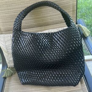 AH adorned Lauren Black | Woven Hobo Bag
